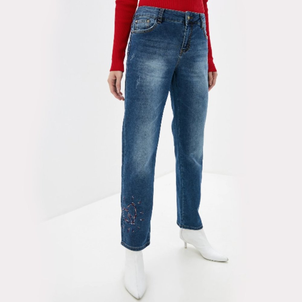 NWT Desigual Ankle Crop Embroidered Skinny Jeans Size 0 - Picture 4 of 11